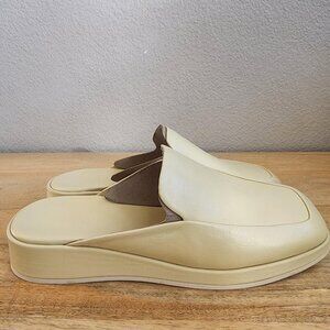 Vince Raquel Shoes Womens 8 Cashew Leather Mules Slip On Platform Square Toe